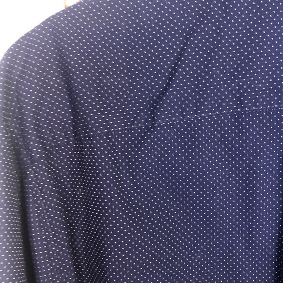 Men’s Mickelsons London Slim Fit Stretch Navy Dot Long Sleeve Dress Shirt Size L - Picture 7 of 10